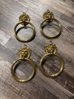 Lion's Head Gold Towel or Curtain Ring Lot 4